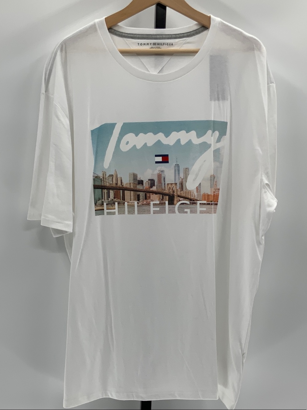Tommy Hilfiger White Tee with Blue and Red Graphic